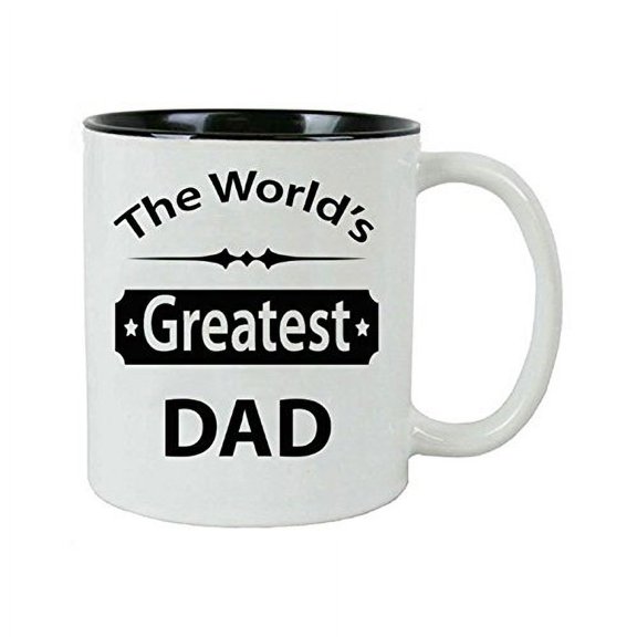 The World's Greastest Dad Ceramic Coffee Mug (Black) with Gift Box
