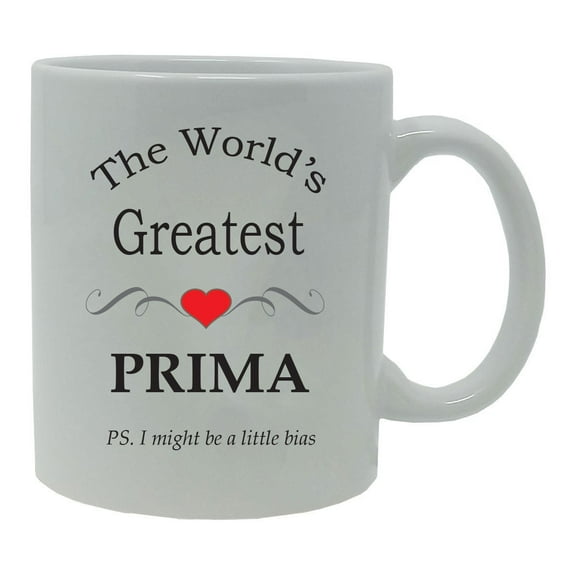 The World's Greatest Prima 11-Ounce Ceramic Coffee Mug, White