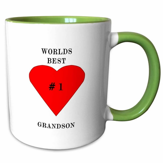 3drose, the Worlds Best Grandson, 11oz Two-tone Green Mug