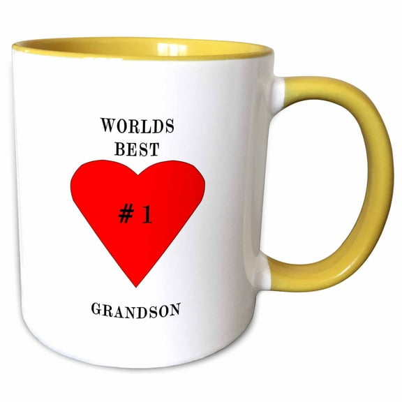 3drose, the Worlds Best Grandson, 15oz Two-tone Yellow Mug
