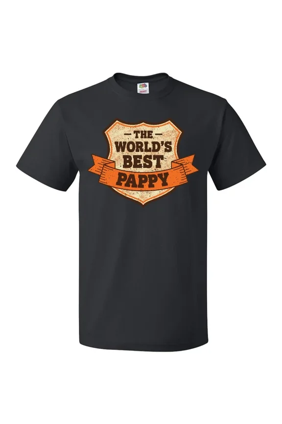 The Worlds Best Pappy Badge Grunge T-Shirt Fathers Grandpa Father Dad Unisex S-5XL Hot Trending Shirt, Vintage Birthday Gift