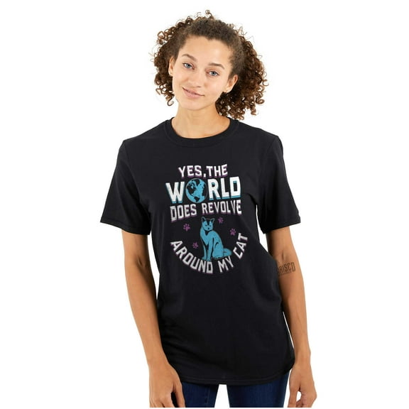 The Worlds Revolves Around my Cat Women's Plus Size Graphic Tee Brisco Brands 2X