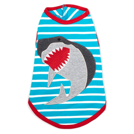 The Worthy Dog Appliqué Jaws Graphic Stripe Sleeveless Dog Tee
