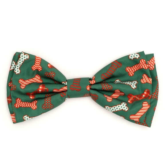 The Worthy Dog Holiday Festive Bones Bow Tie - Adjustable Pet Collar Accessory