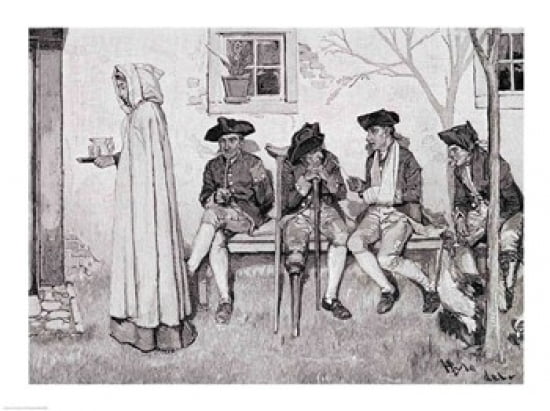 The Wounded Soldiers Sat Along the Wall Canvas Art - Howard Pyle (36 x 24)