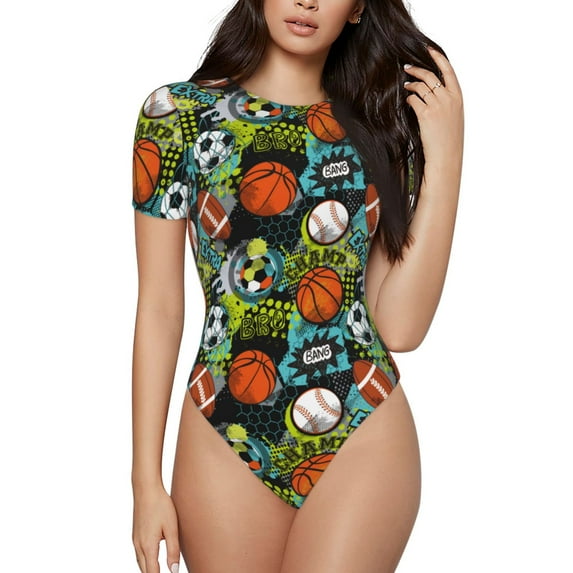The Xecao Balls Women's Crew Neck Body Suit, a short-sleeved bodysuit and basic swimsuit, both comfort and style for dating and daily life