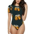 thumbnail image 1 of The Xecao Beer Women's Crew Neck Body Suit, a short-sleeved bodysuit and basic swimsuit, both comfort and style for dating and daily life, 1 of 9