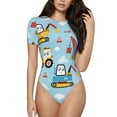 thumbnail image 1 of The Xecao Building Truck Women's Crew Neck Body Suit, a short-sleeved bodysuit and basic swimsuit, both comfort and style for dating and daily life, 1 of 9