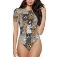 thumbnail image 1 of The Xecao Cartoon Bear Women's Crew Neck Body Suit, a short-sleeved bodysuit and basic swimsuit, both comfort and style for dating and daily life, 1 of 9