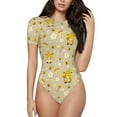 thumbnail image 1 of The Xecao Cute Bee Gnomes Women's Crew Neck Body Suit, a short-sleeved bodysuit and basic swimsuit, both comfort and style for dating and daily life, 1 of 9