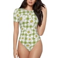thumbnail image 1 of The Xecao Daisies Flowers Women's Crew Neck Body Suit, a short-sleeved bodysuit and basic swimsuit, both comfort and style for dating and daily life, 1 of 9