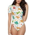 thumbnail image 1 of The Xecao Dinosaur Women's Crew Neck Body Suit, a short-sleeved bodysuit and basic swimsuit, both comfort and style for dating and daily life, 1 of 1