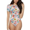 thumbnail image 1 of The Xecao Floral Ditsy Women's Crew Neck Body Suit, a short-sleeved bodysuit and basic swimsuit, both comfort and style for dating and daily life, 1 of 9