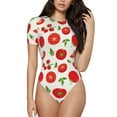 thumbnail image 1 of The Xecao Fresh Red Tomato Women's Crew Neck Body Suit, a short-sleeved bodysuit and basic swimsuit, both comfort and style for dating and daily life, 1 of 9