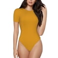 thumbnail image 1 of The Xecao Goldenrod Women's Crew Neck Body Suit, a short-sleeved bodysuit and basic swimsuit, both comfort and style for dating and daily life, 1 of 9
