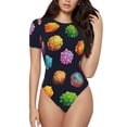 thumbnail image 1 of The Xecao Lovely Planet Women's Crew Neck Body Suit, a short-sleeved bodysuit and basic swimsuit, both comfort and style for dating and daily life, 1 of 9