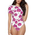 thumbnail image 1 of The Xecao Orchids Flowers Women's Crew Neck Body Suit, a short-sleeved bodysuit and basic swimsuit, both comfort and style for dating and daily life, 1 of 9