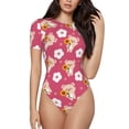 thumbnail image 1 of The Xecao Piggy Sunflower Women's Crew Neck Body Suit, a short-sleeved bodysuit and basic swimsuit, both comfort and style for dating and daily life, 1 of 9