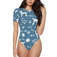 thumbnail image 1 of The Xecao Poodle Dog Women's Crew Neck Body Suit, a short-sleeved bodysuit and basic swimsuit, both comfort and style for dating and daily life, 1 of 1