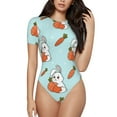 thumbnail image 1 of The Xecao Rabbit Is Eating Carrots Women's Crew Neck Body Suit, a short-sleeved bodysuit and basic swimsuit, both comfort and style for dating and daily life, 1 of 9