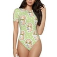 thumbnail image 1 of The Xecao Rabbit With Tie Women's Crew Neck Body Suit, a short-sleeved bodysuit and basic swimsuit, both comfort and style for dating and daily life, 1 of 9