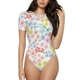 thumbnail image 1 of The Xecao Retro Floral Women's Crew Neck Body Suit, a short-sleeved bodysuit and basic swimsuit, both comfort and style for dating and daily life, 1 of 9