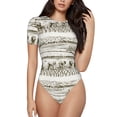 thumbnail image 1 of The Xecao Rice Harvest Women's Crew Neck Body Suit, a short-sleeved bodysuit and basic swimsuit, both comfort and style for dating and daily life, 1 of 9