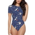 thumbnail image 1 of The Xecao Squirrel Flower Women's Crew Neck Body Suit, a short-sleeved bodysuit and basic swimsuit, both comfort and style for dating and daily life, 1 of 9