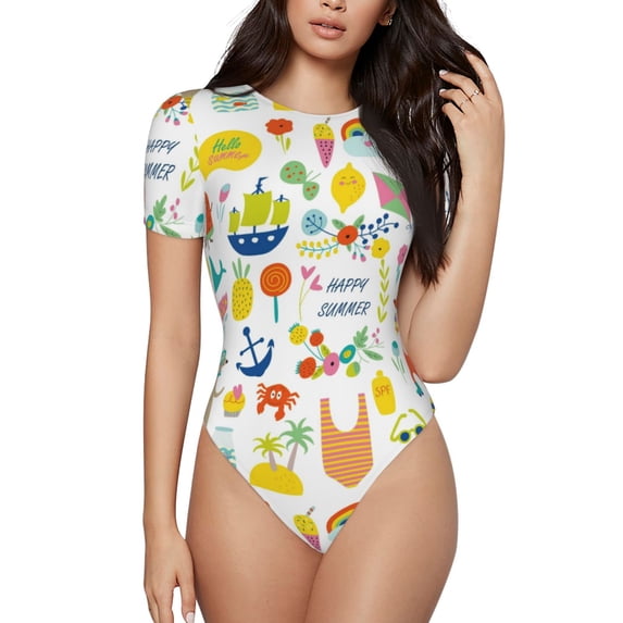 The Xecao Summer Animal Women's Crew Neck Body Suit, a short-sleeved bodysuit and basic swimsuit, both comfort and style for dating and daily life