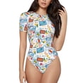 thumbnail image 1 of The Xecao Summer Stamp Women's Crew Neck Body Suit, a short-sleeved bodysuit and basic swimsuit, both comfort and style for dating and daily life, 1 of 1