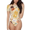 thumbnail image 1 of The Xecao Summer Travel Women's Crew Neck Body Suit, a short-sleeved bodysuit and basic swimsuit, both comfort and style for dating and daily life, 1 of 9