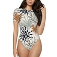 thumbnail image 1 of The Xecao Tropical Leaves Women's Crew Neck Body Suit, a short-sleeved bodysuit and basic swimsuit, both comfort and style for dating and daily life, 1 of 9