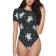 thumbnail image 1 of The Xecao Turtle Women's Crew Neck Body Suit, a short-sleeved bodysuit and basic swimsuit, both comfort and style for dating and daily life, 1 of 9