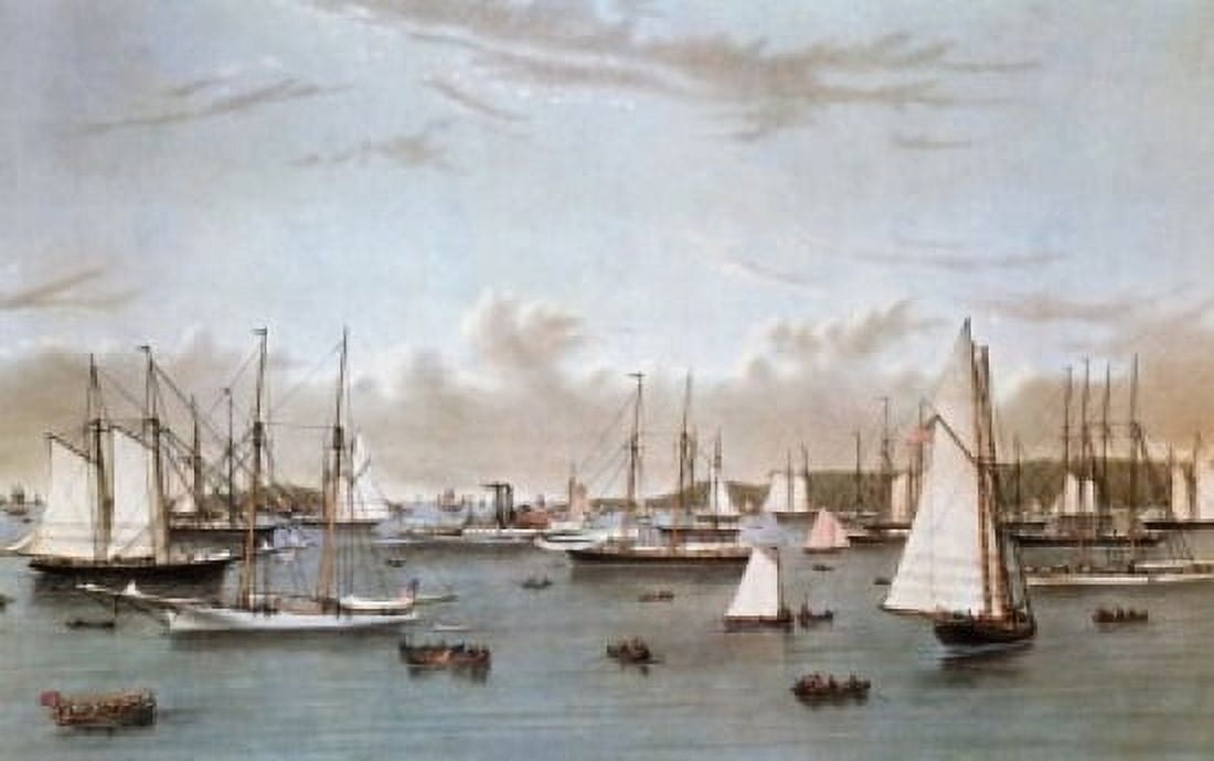 The Yacht Squadron (Newport) Currier & Ives (active 1857-1907American) Canvas Art - Currier & Ives (18 x 24)