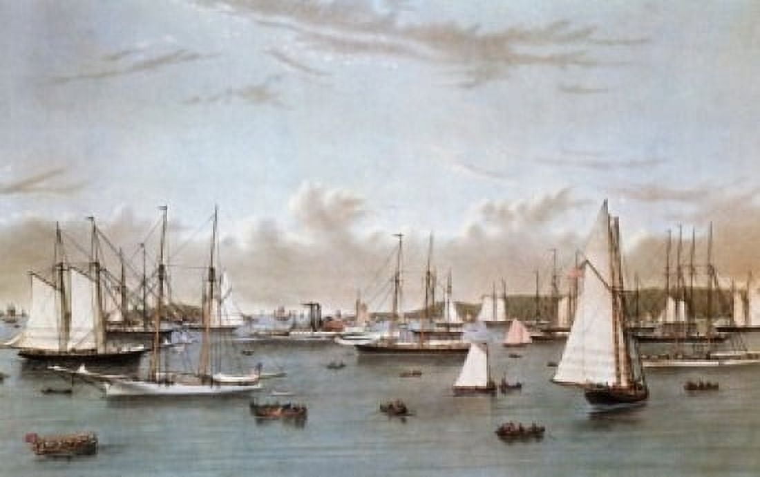 The Yacht Squadron (Newport) Currier & Ives (active 1857-1907American) Canvas Art - Currier & Ives (24 x 36)