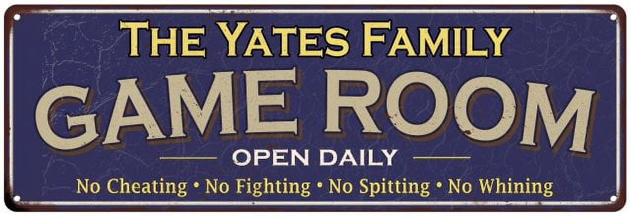 Yates Building Sign The Yates Family Blue Game Room Metal 6x18 Sign 106180037252 - Walmart.com