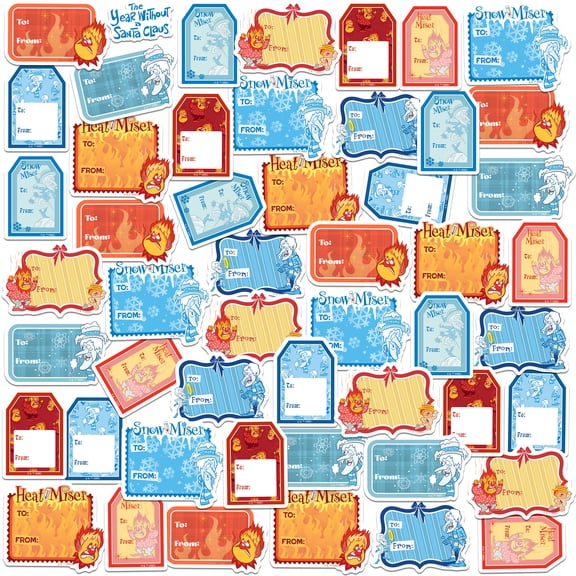 The Year Without A Santa Claus Heat Miser And Snow Miser Christmas Labels 50Ct Sticker Pack
