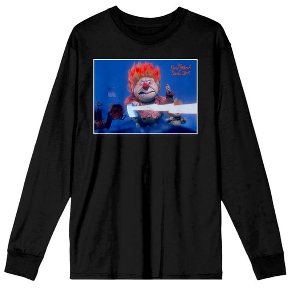 The Year Without A Santa Claus Heat Miser Photo Crew Neck Long Sleeve Men's Black Tee-Small