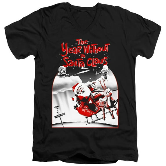 The Year Without A Santa Claus - Santa Poster - Slim Fit V Neck Shirt - Large
