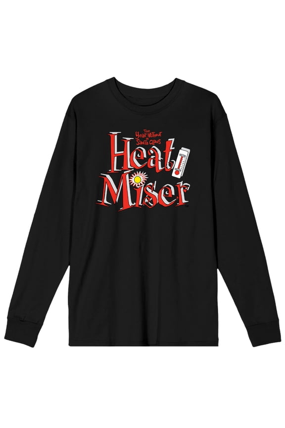 The Year Without Santa Claus Heat Miser Men's Black Long Sleeve Crew Neck Graphic Tee-Large