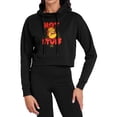 thumbnail image 1 of The Year Without Santa Claus Hot Stuff Women's Cropped Hoodie Pullover Sweatshirt, Black, Small, 1 of 3