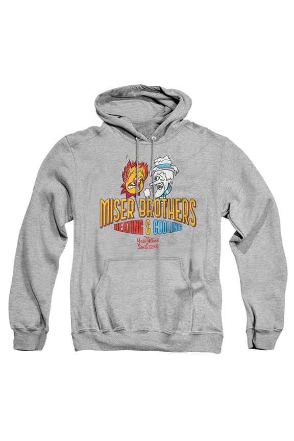 The Year Without Santa Claus Miser Brothers Adult Pull-Over Hoodie, Athletic Heather, Medium