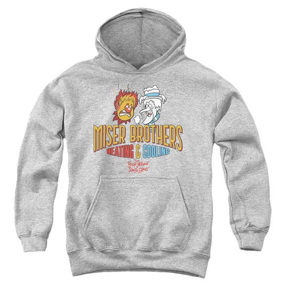 The Year Without Santa Claus Miser Brothers Youth Kids Boy/Girls Pull-Over Hoodie, Athletic Heather, Small