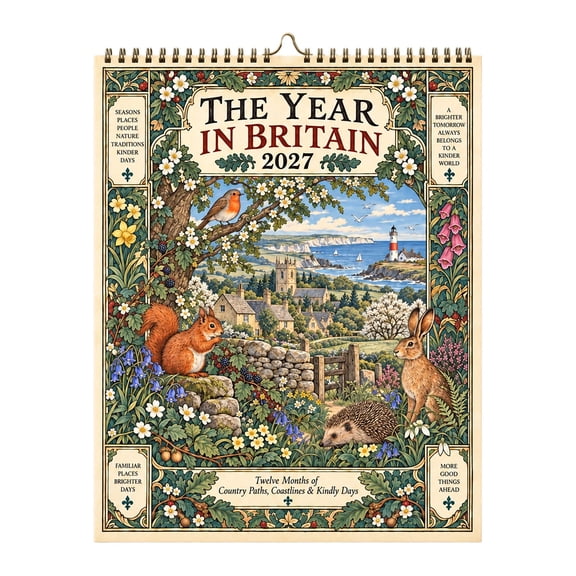 The Year in Britain 2027 Vintage Wall Calendar 12 Month British Countryside Illustrated Calendar Home Office Decor Gift