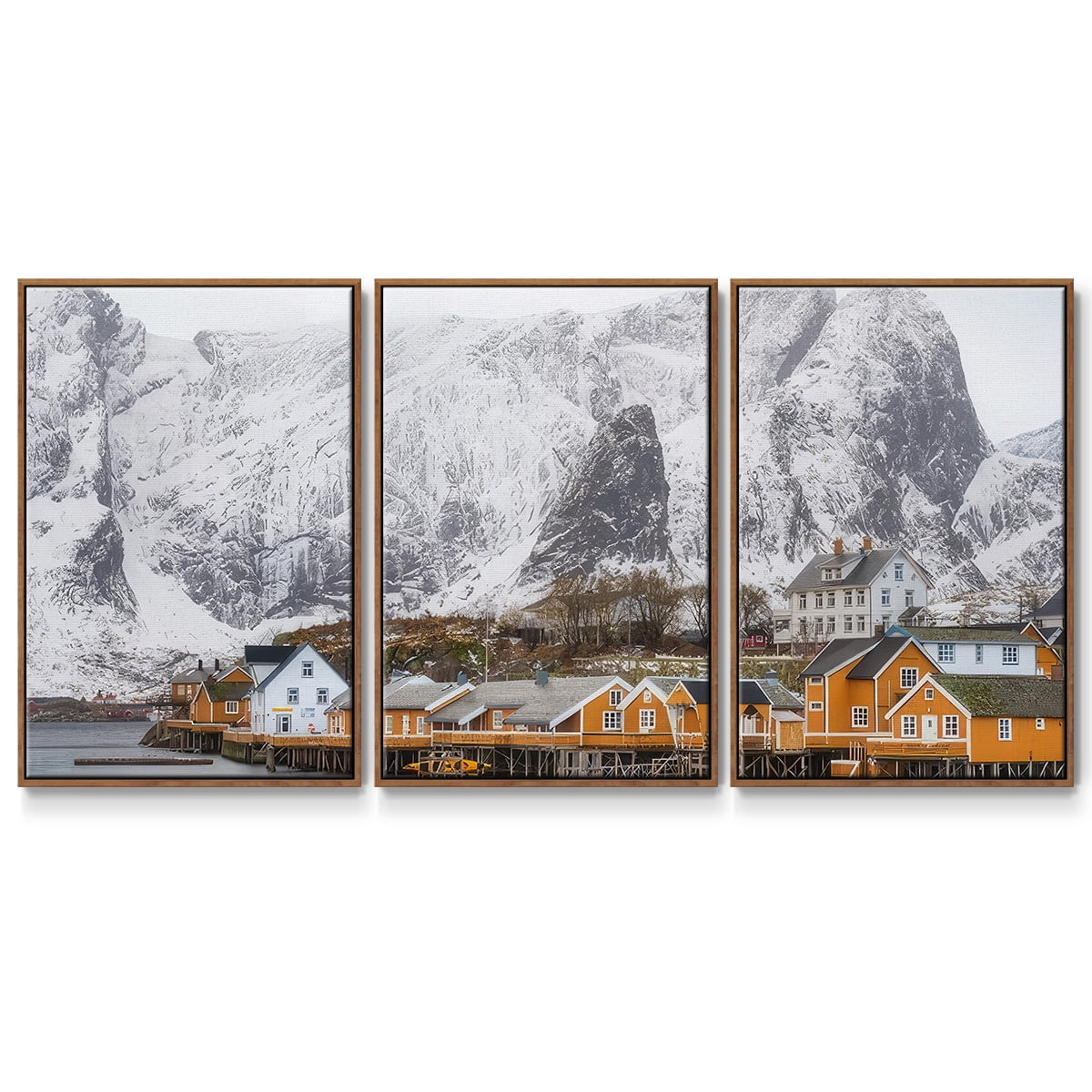 The Yellow Village II Framed Premium Gallery Wrapped Canvas - 41 x 27 - Rosewood Frame