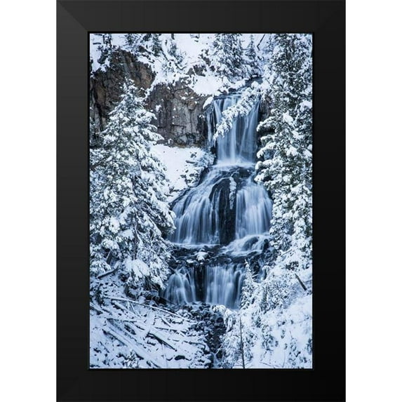 The Yellowstone Collection 11x14 Black Modern Framed Museum Art Print Titled - Undine Falls, Yellowstone National Park