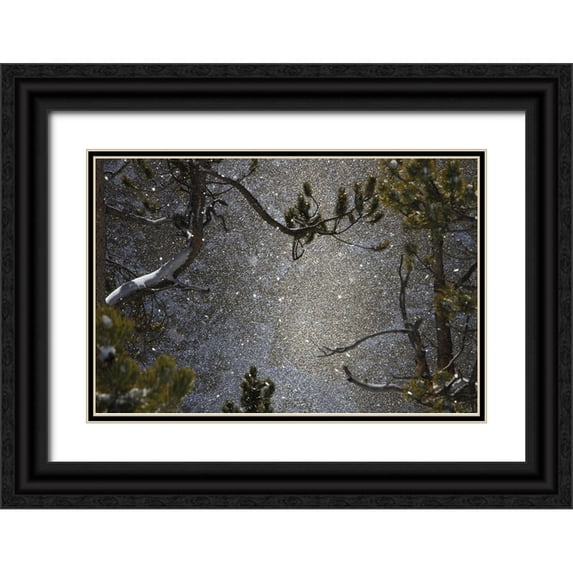 The Yellowstone Collection 14x11 Black Ornate Wood Framed with Double Matting Museum Art Print Titled - Snowfall at Canyon, Yellowstone National Park