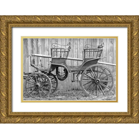 The Yellowstone Collection 14x11 Gold Ornate Wood Framed with Double Matting Museum Art Print Titled - Vintage Carriage