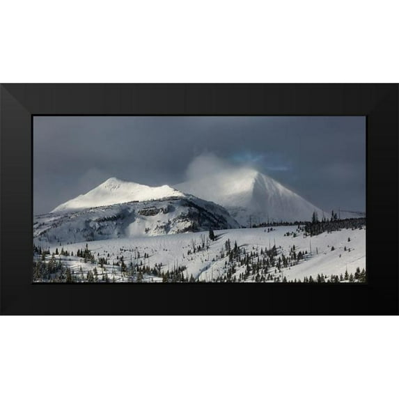 The Yellowstone Collection 18x11 Black Modern Framed Museum Art Print Titled - Storm light Mount Holmes and Dome Mountain, Yellowstone National Park