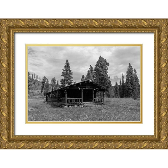 The Yellowstone Collection 18x13 Gold Ornate Wood Framed with Double Matting Museum Art Print Titled - Hellroaring Station, Yellowstone National Park